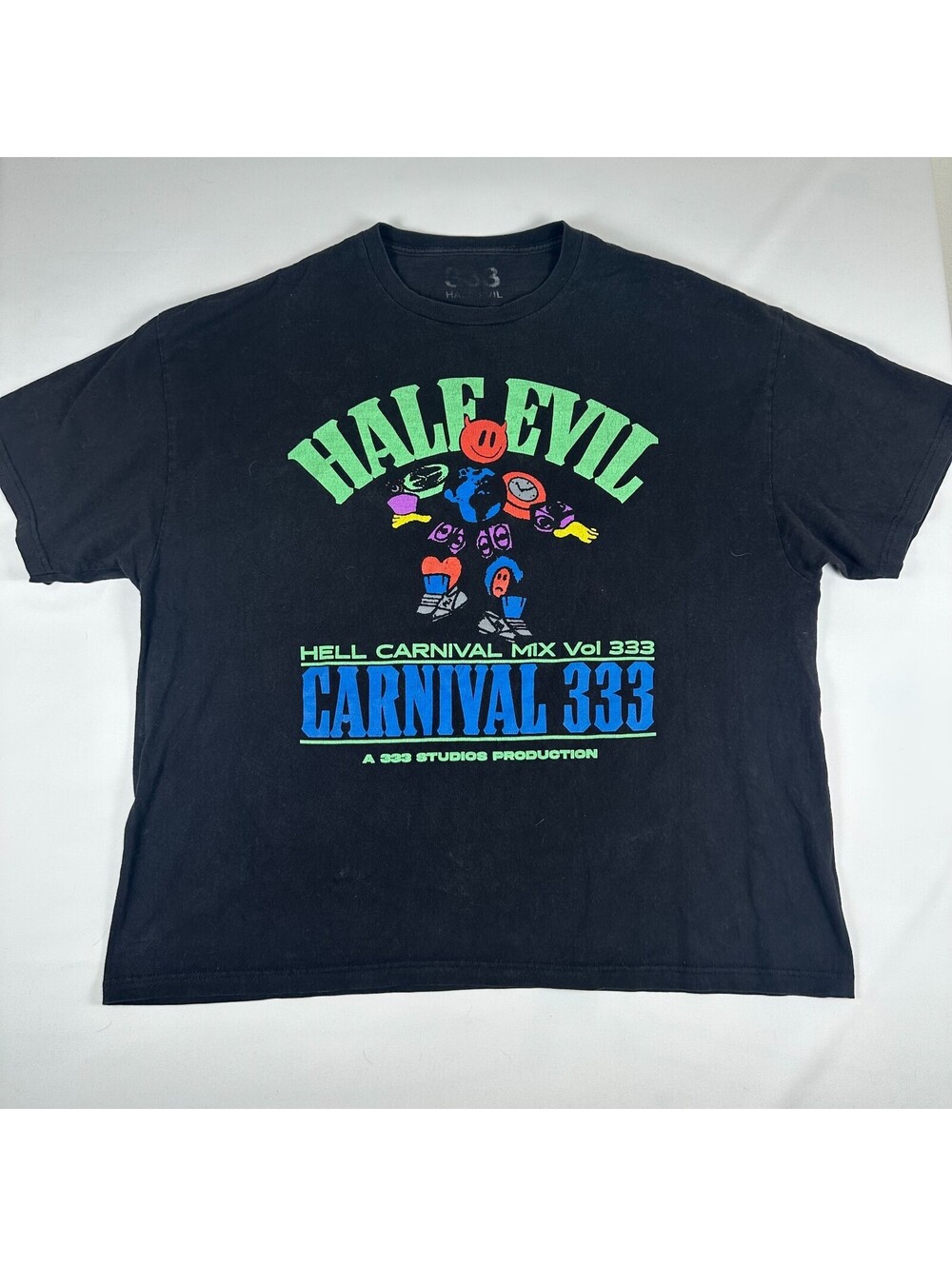 Half Evil Mens 3XL Black Hell Carnival Mix Vol 333 Graphic Tee Short Sleeve
